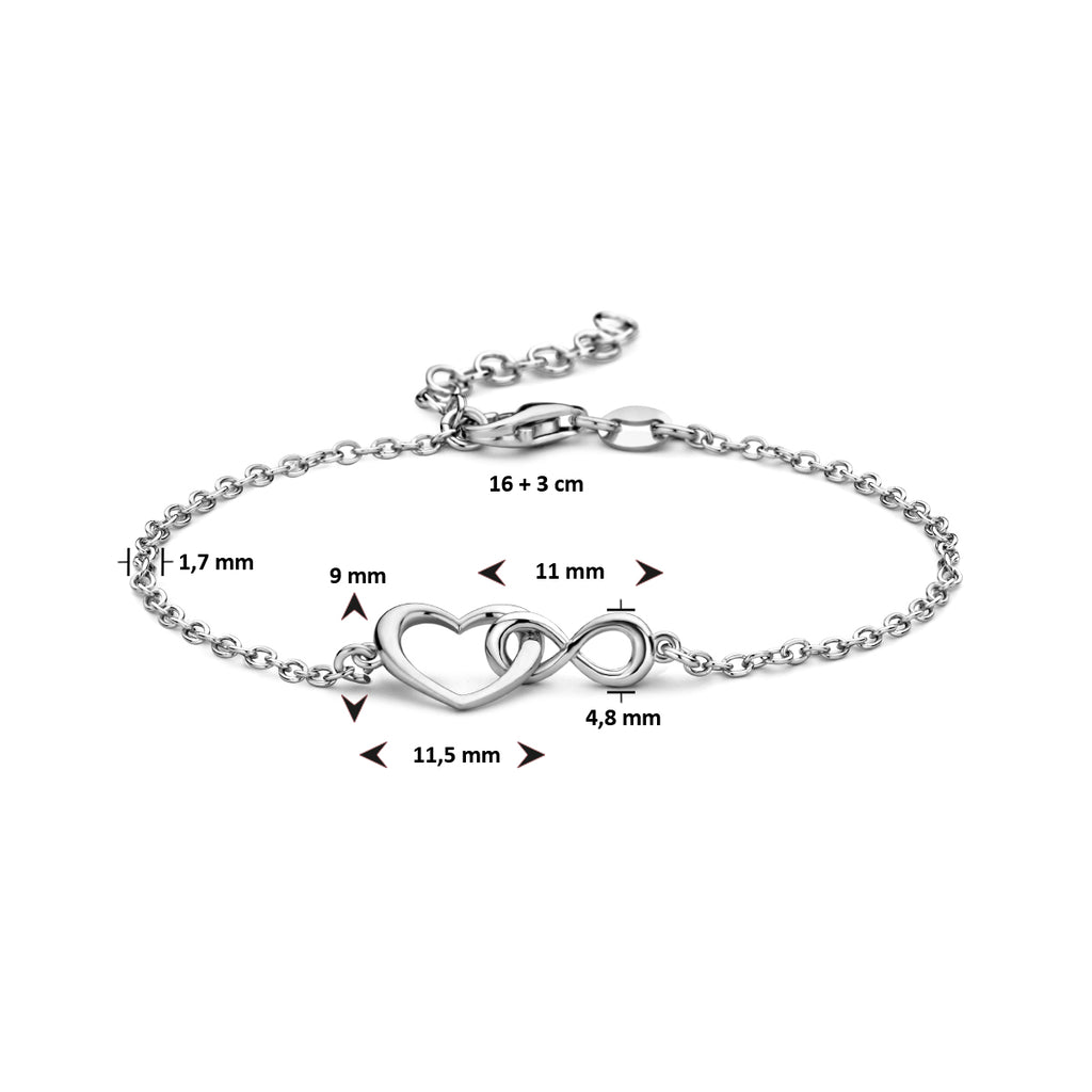Armband hart en infinity 16 + 3 cm