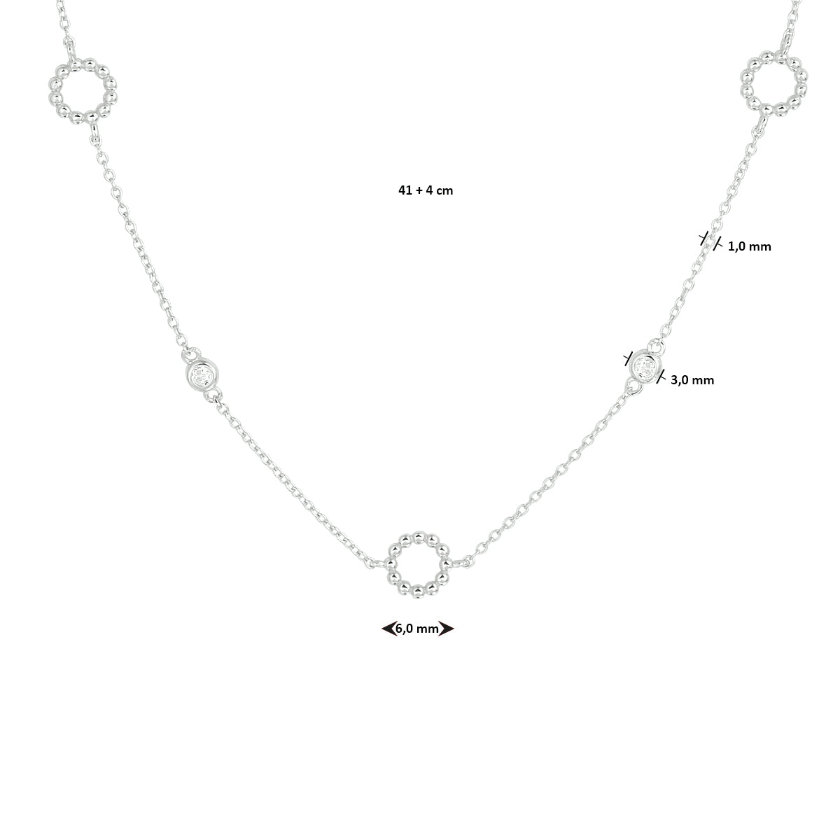 Collier zirkonia 41 + 4 cm