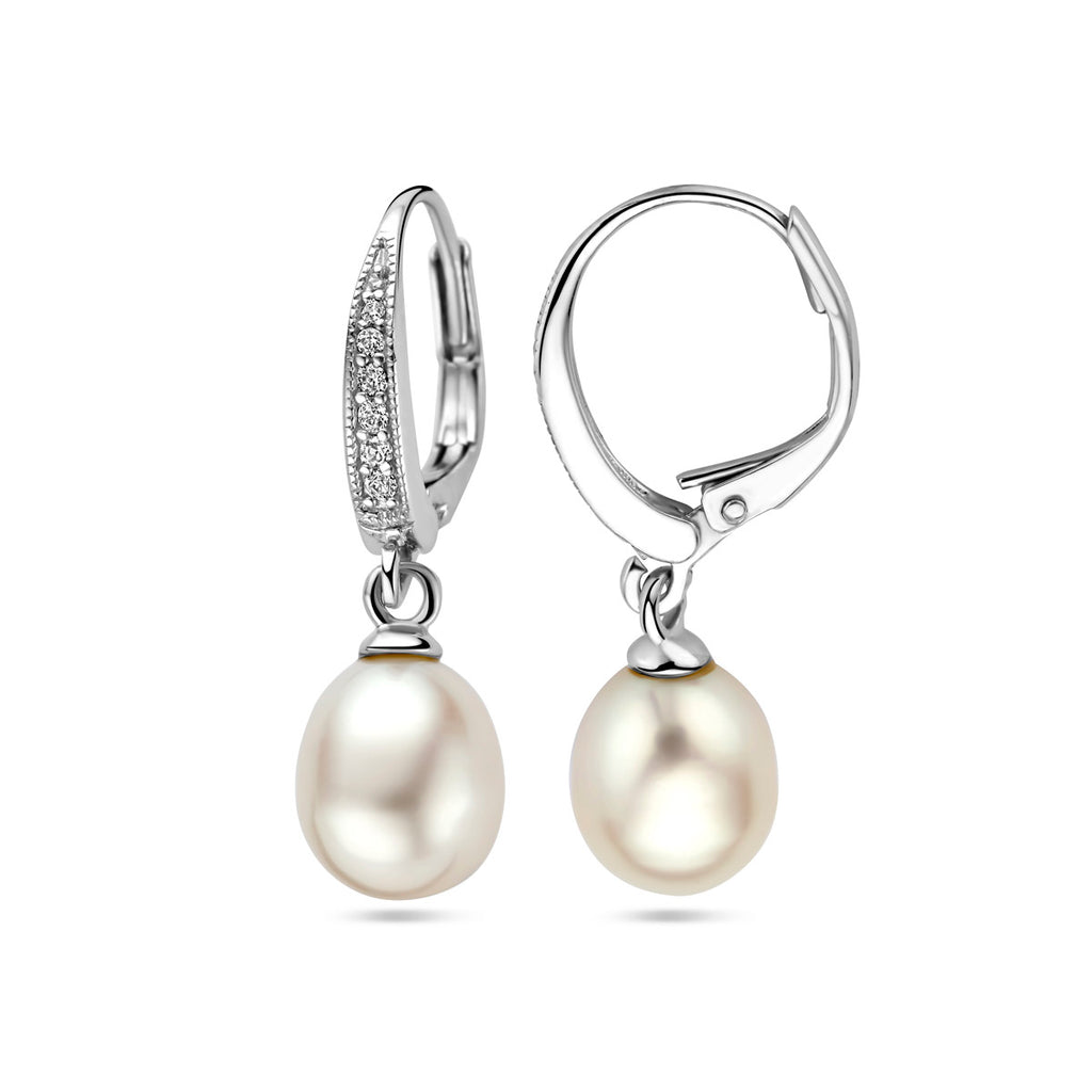 Oorhangers parel en zirkonia brisur haak