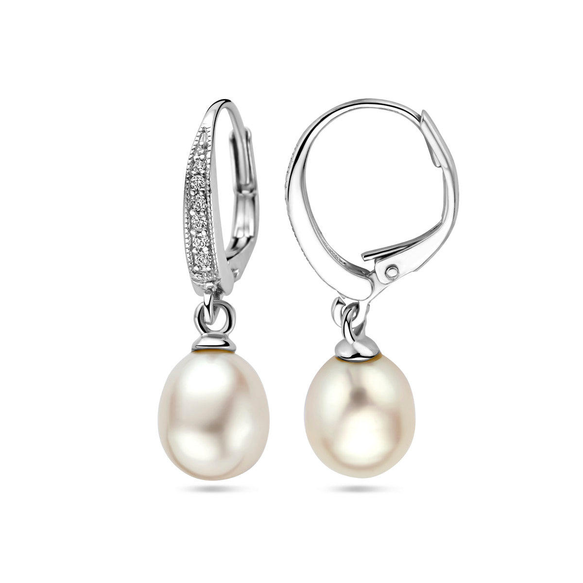 Oorhangers parel en zirkonia brisur haak