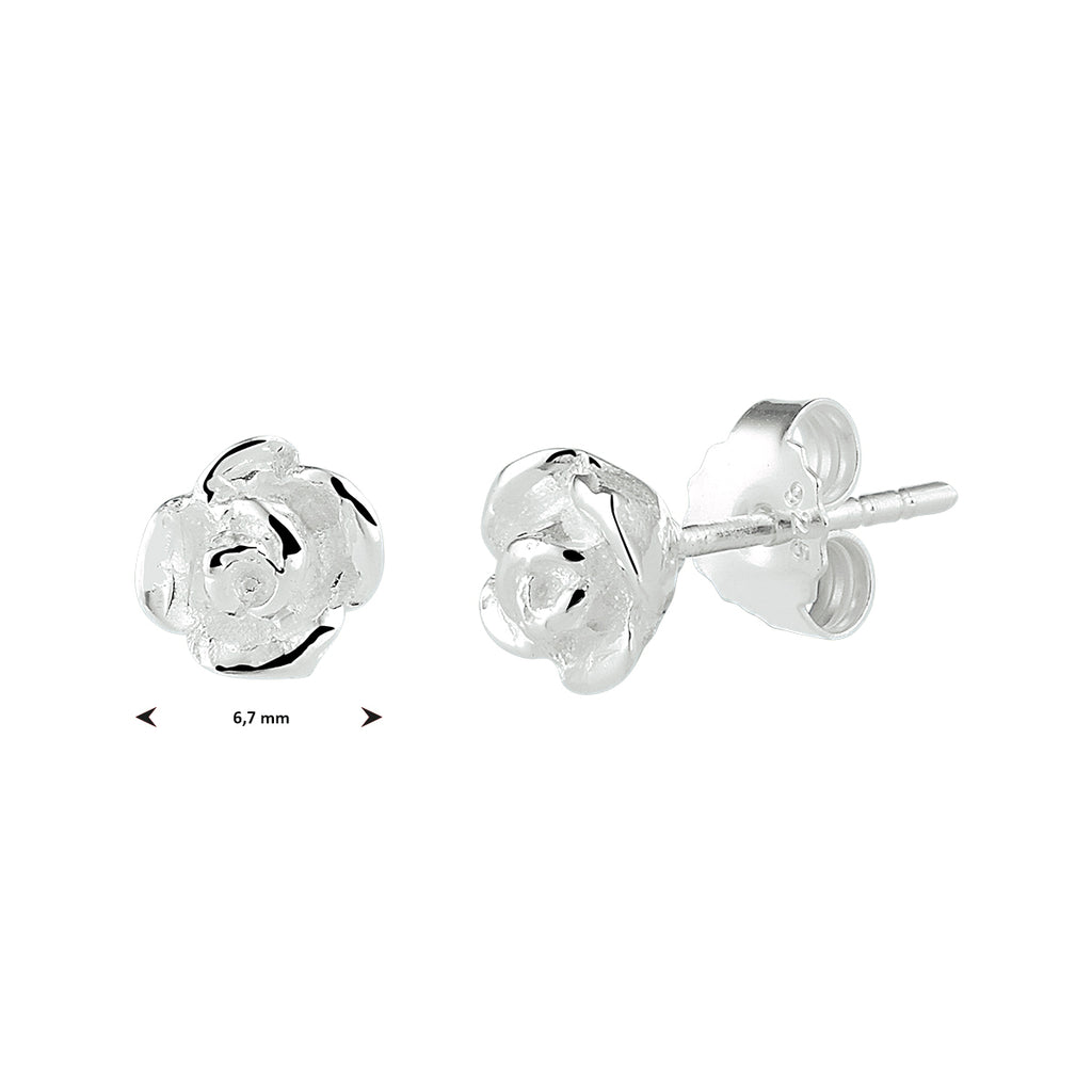 Oorknop dames zilver roos