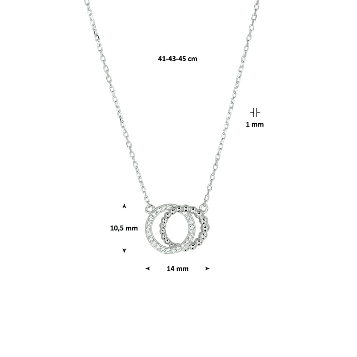 Schakel collier dames 45cm