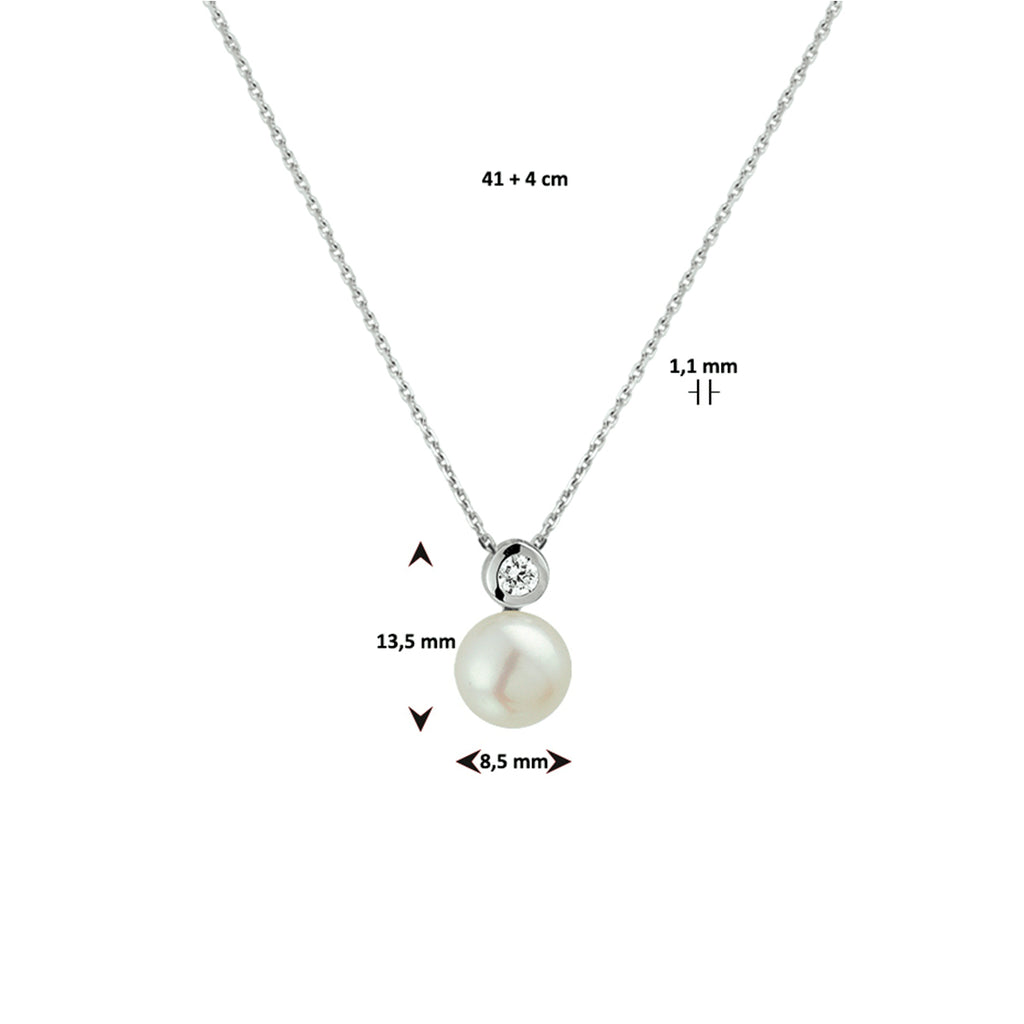 Collier parel en zirkonia 42 + 3 cm