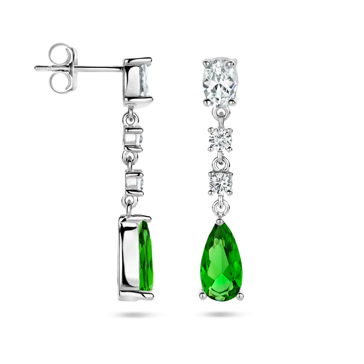 Oorhangers wit en groen zirkonia