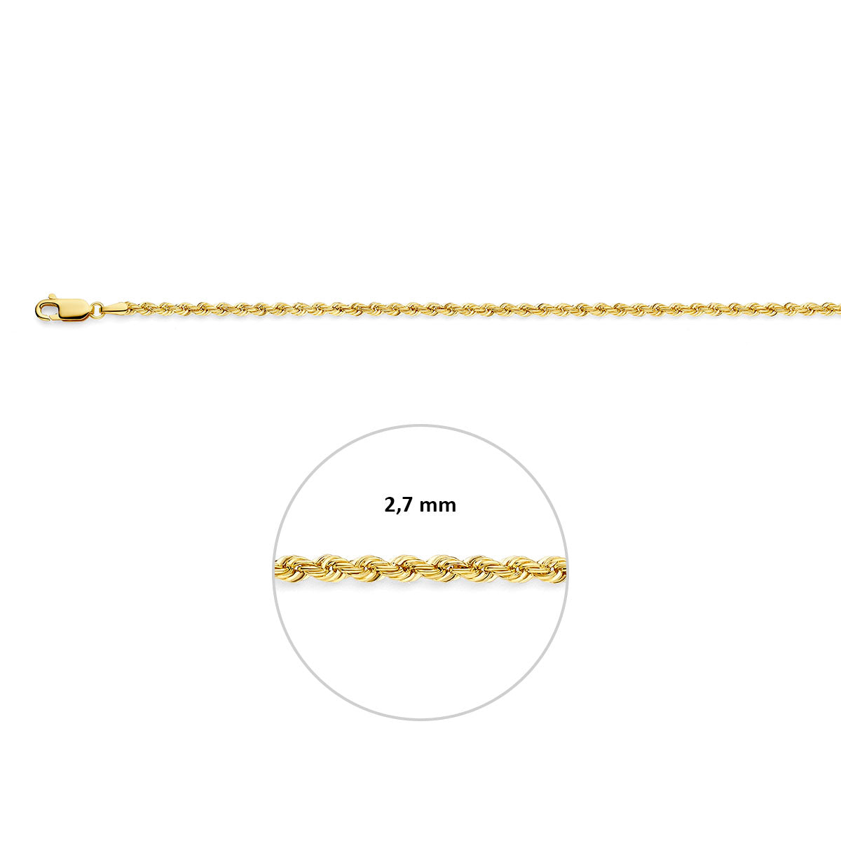 14k geelgouden koordarmband 2.7 mm