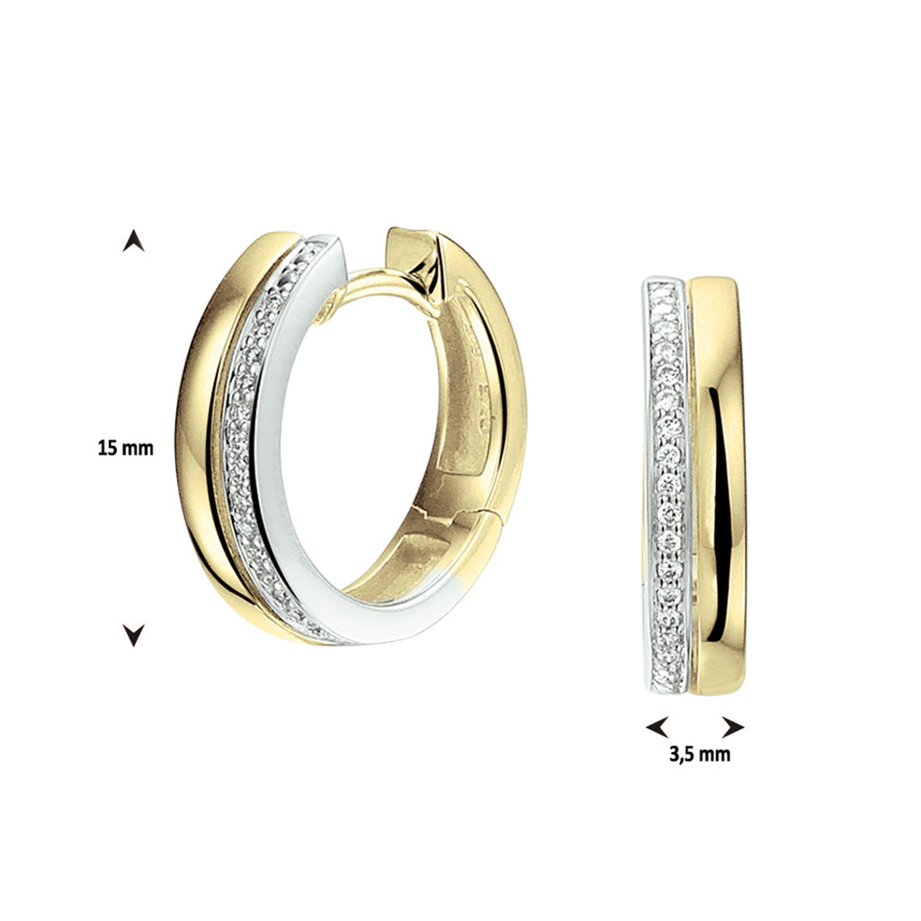 Klapoorringen diamant 0.09ct (2x 0.045ct) h si