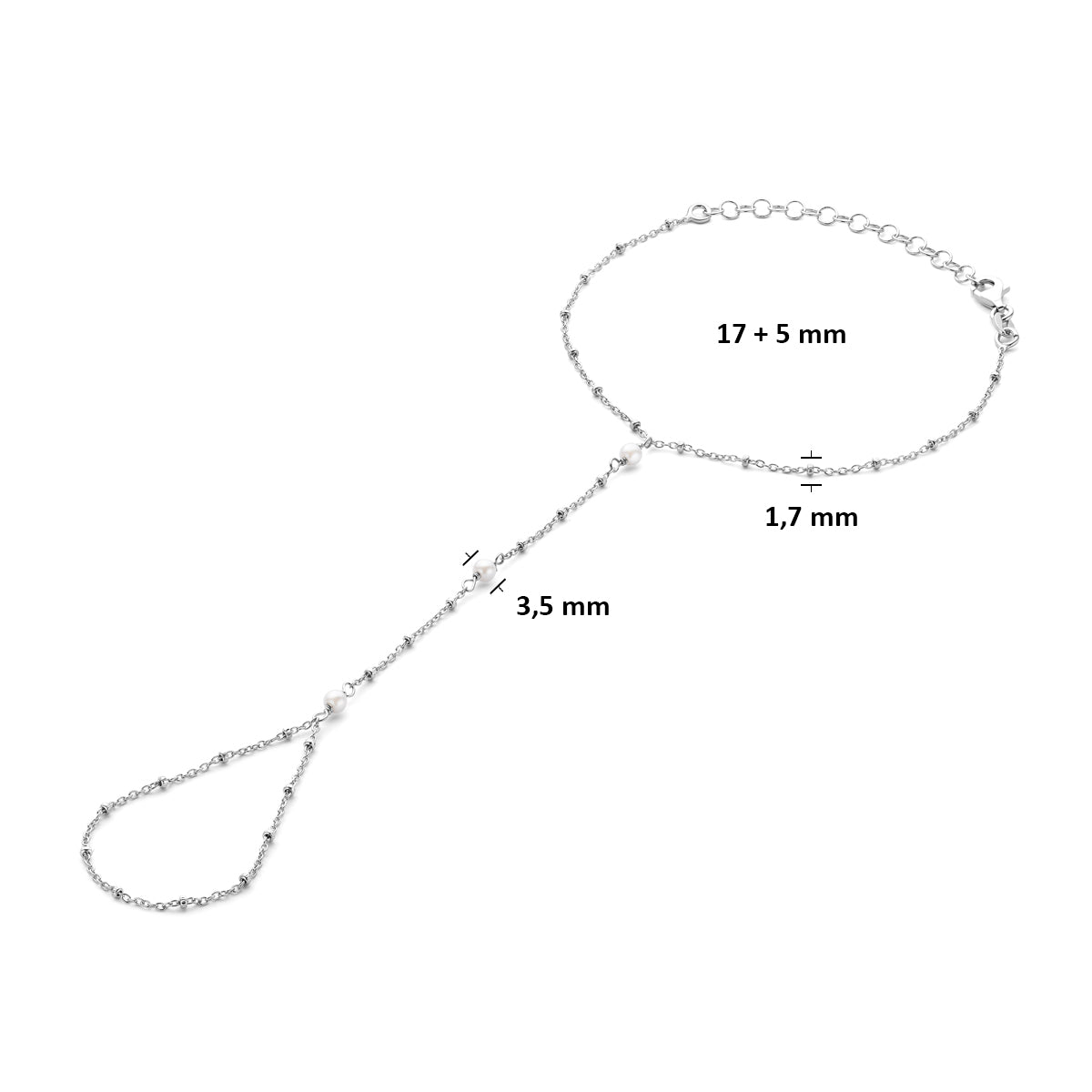 Hand chain Zilver gerhodineerd