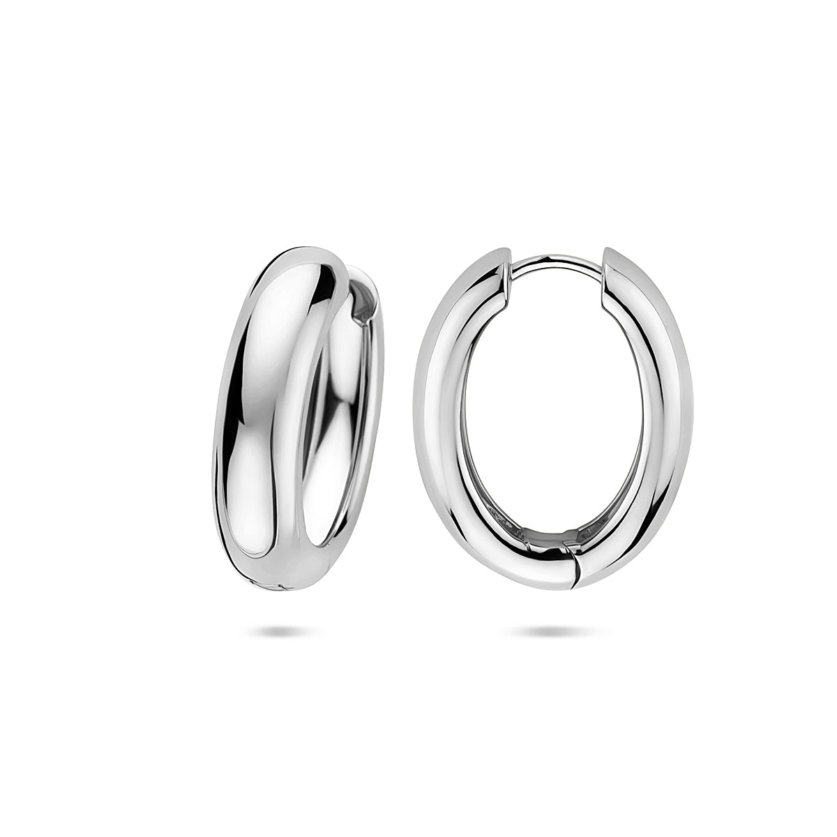 Zilver gerhodineerd klap creolen (scharnier)