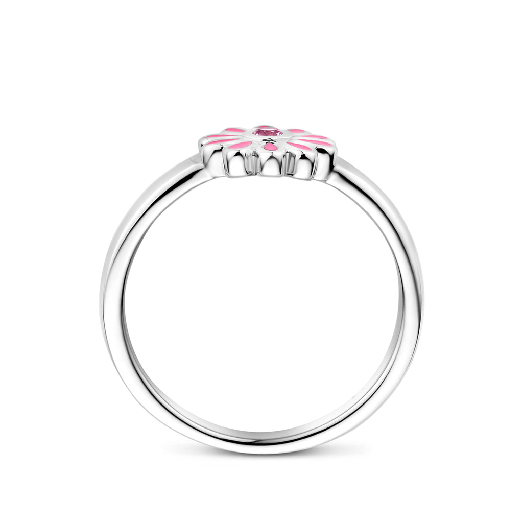 Ring bloem roze zirkonia