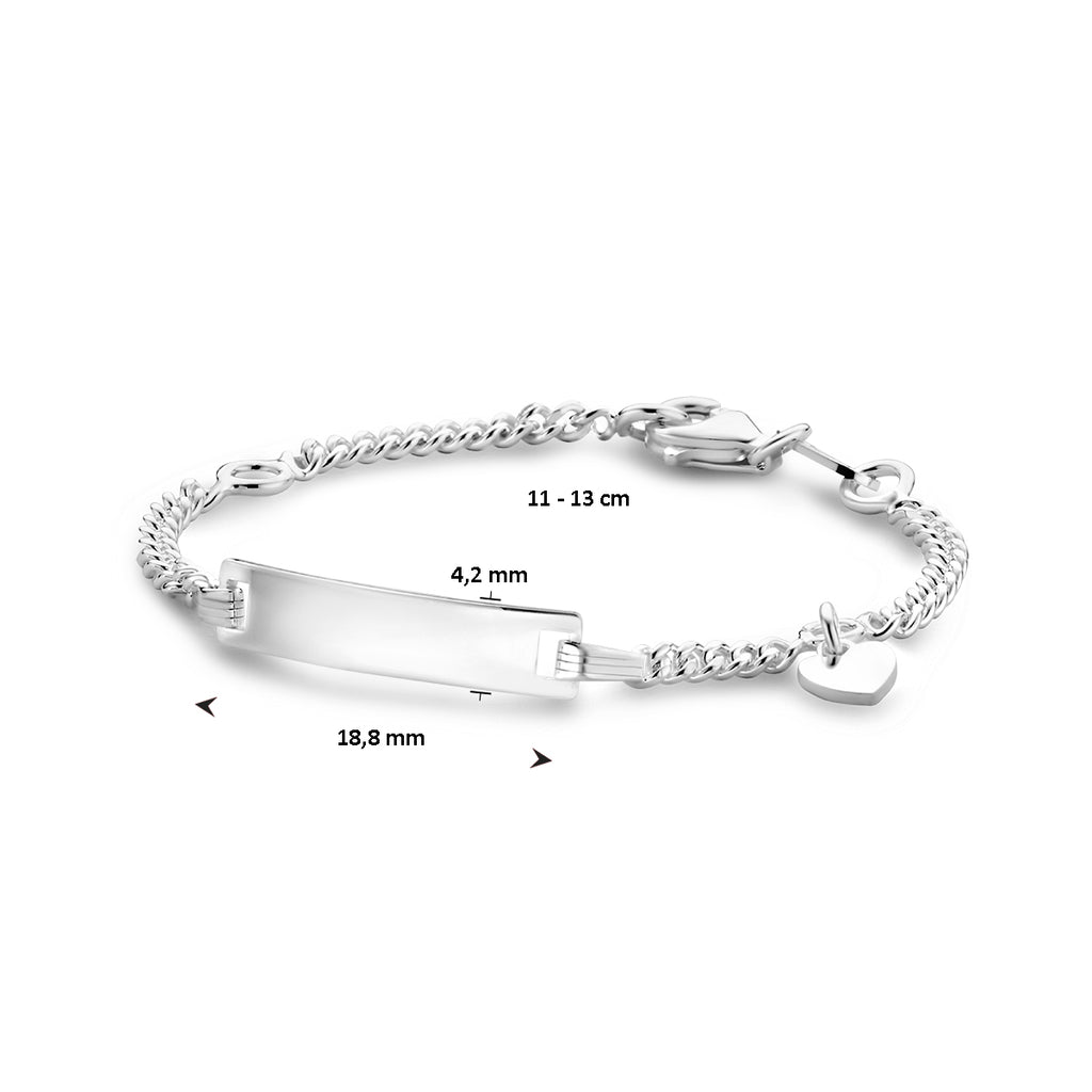 ZILVEREN PLAATARMBAND 11-13CM GOURMET LOS HART