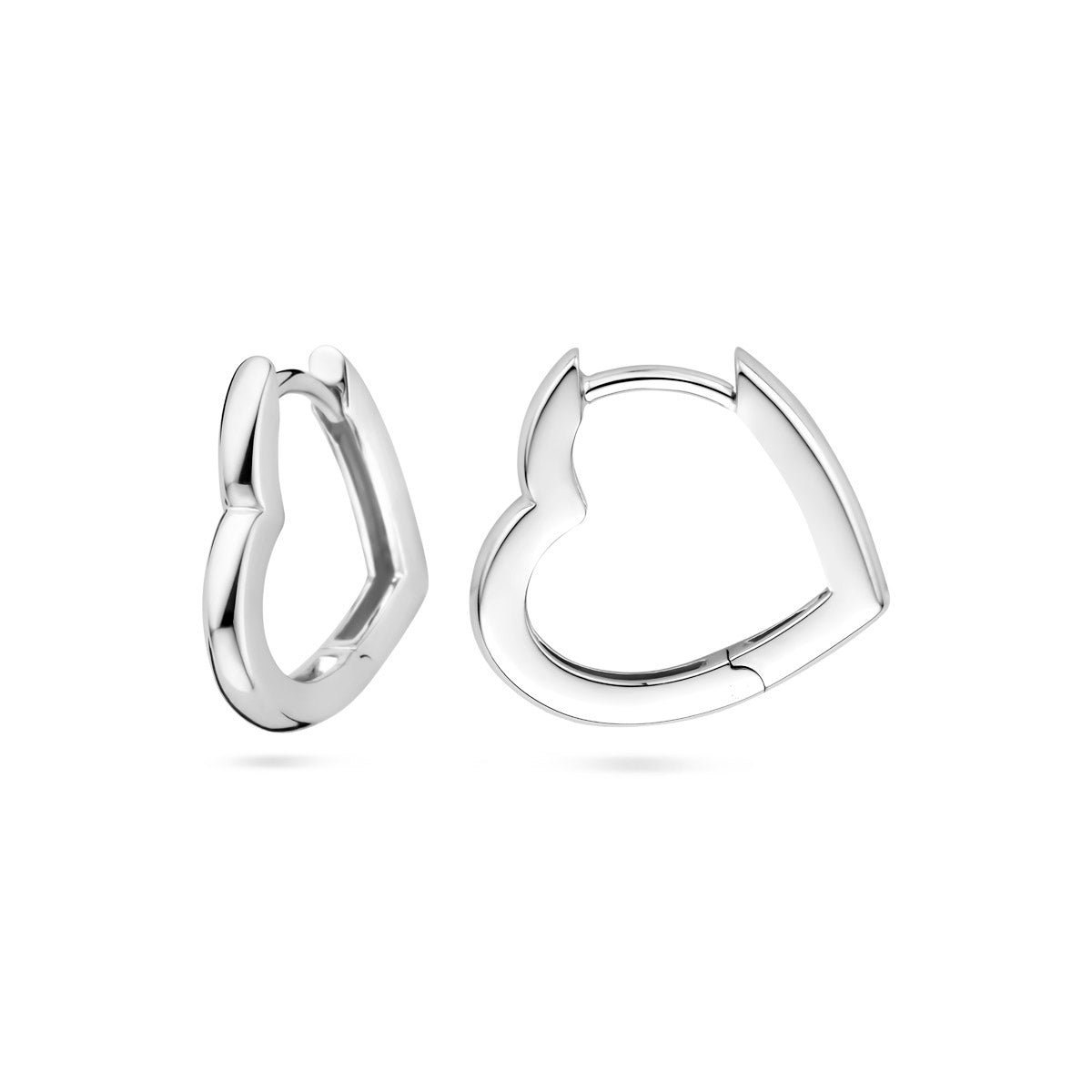 Zilver gerhodineerd hartjes oorringen / creolen