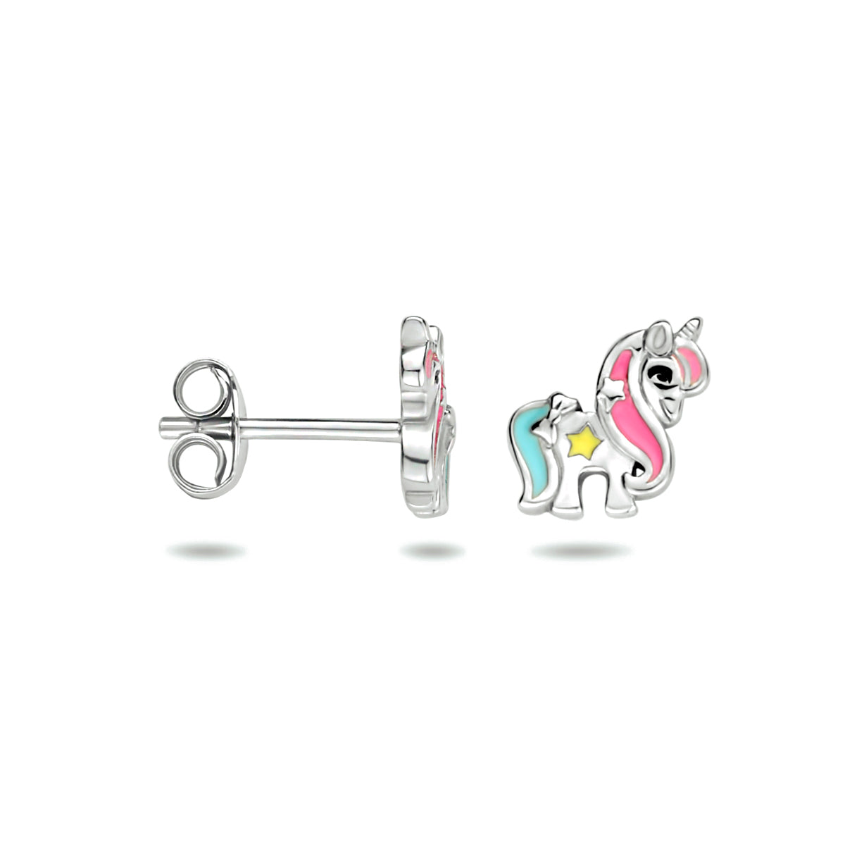 Oorstekers - zilver emaille eenhoorn