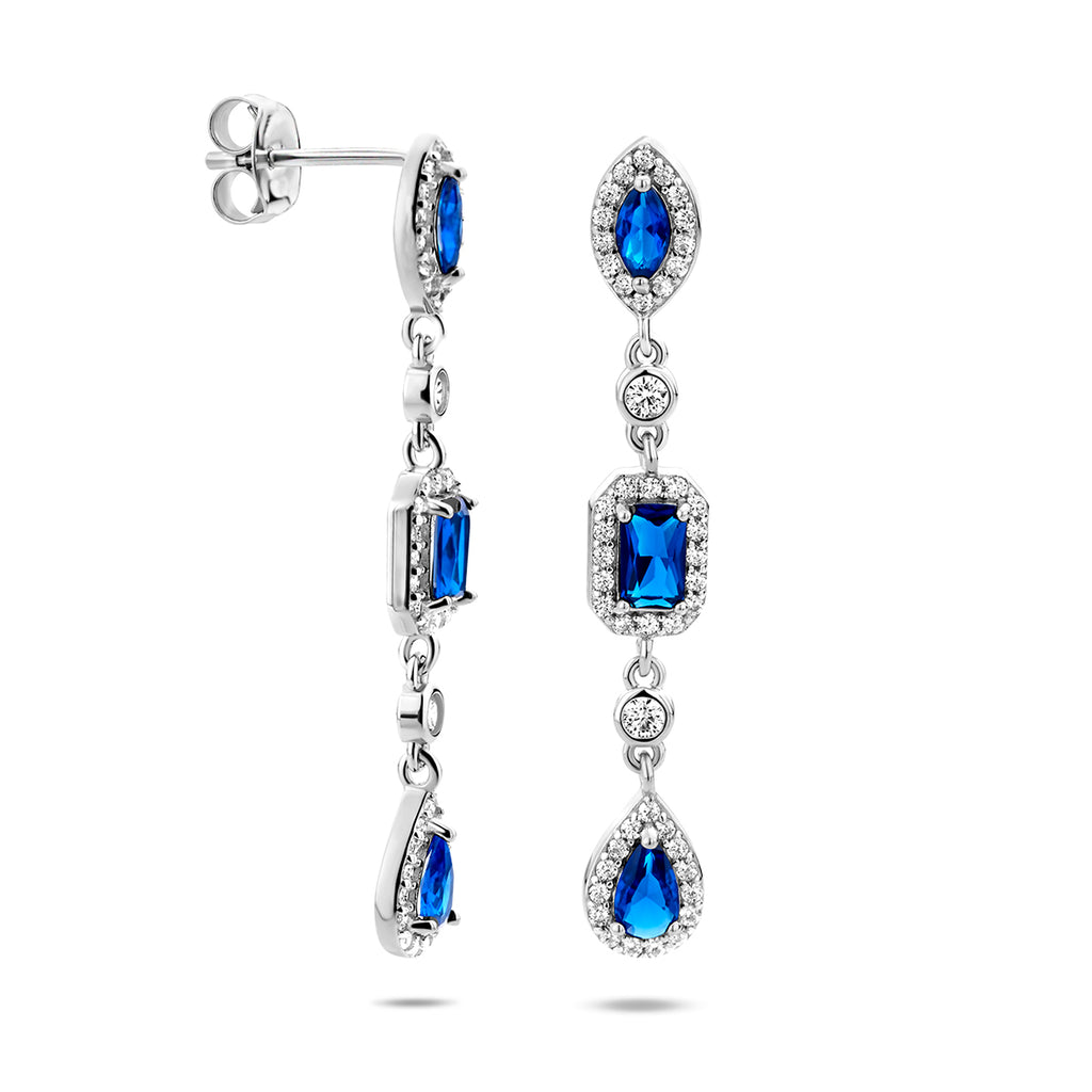 Oorhangers wit en blauw saffier zirkonia