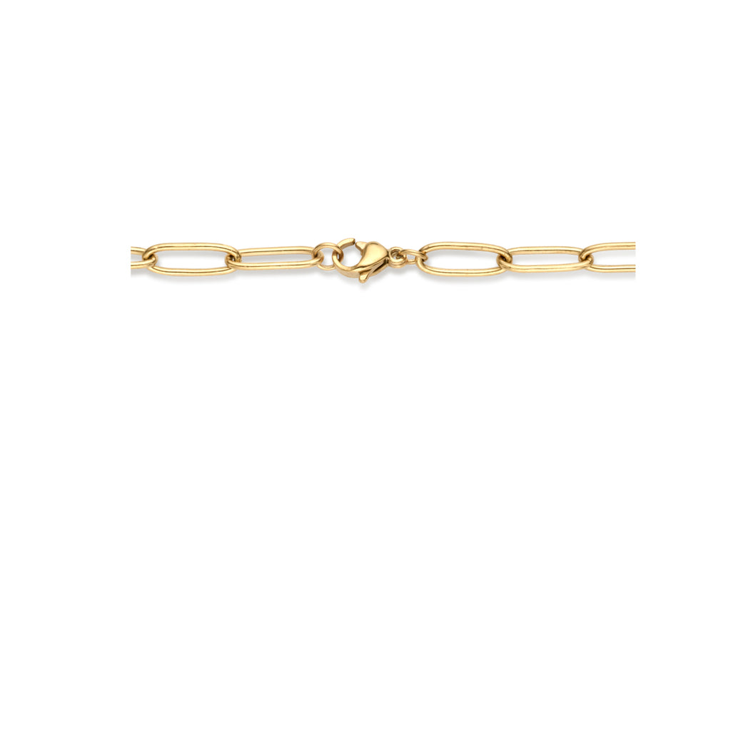 Collier paperclip synth. parel 4.3 mm 45cm ion plating