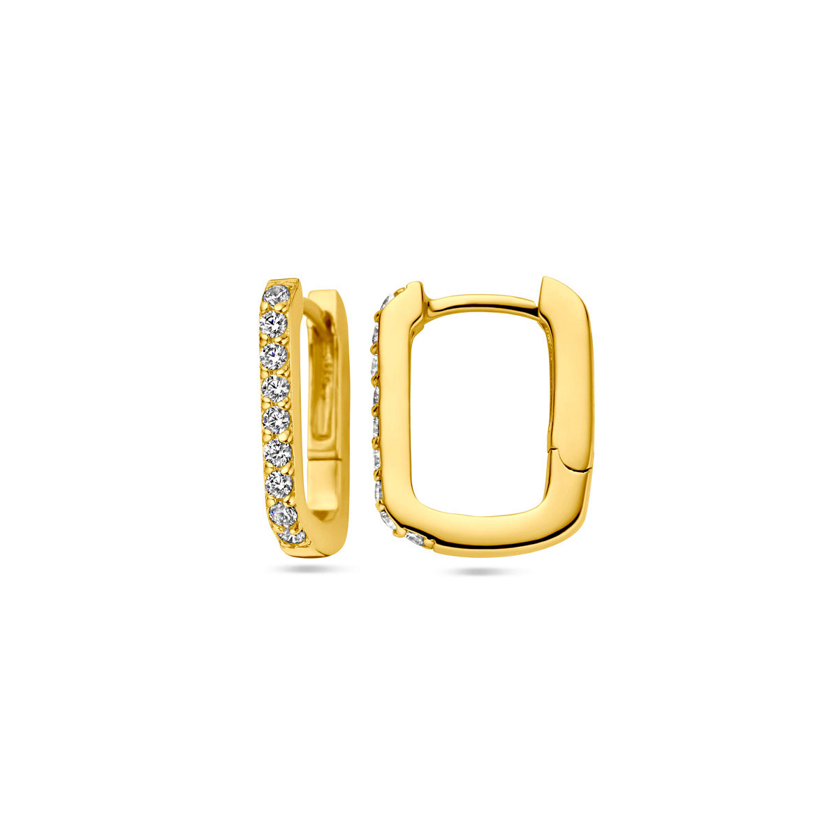 Klapoorringen - verguld zilver zirkonia