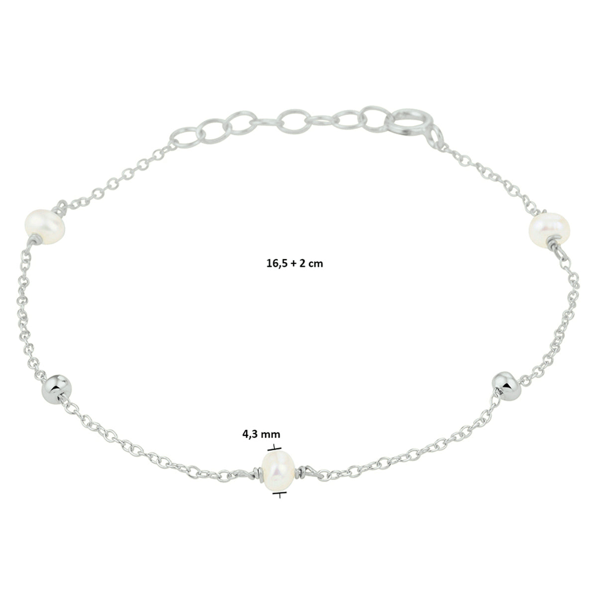 Armband parel 16.5 + 2 cm