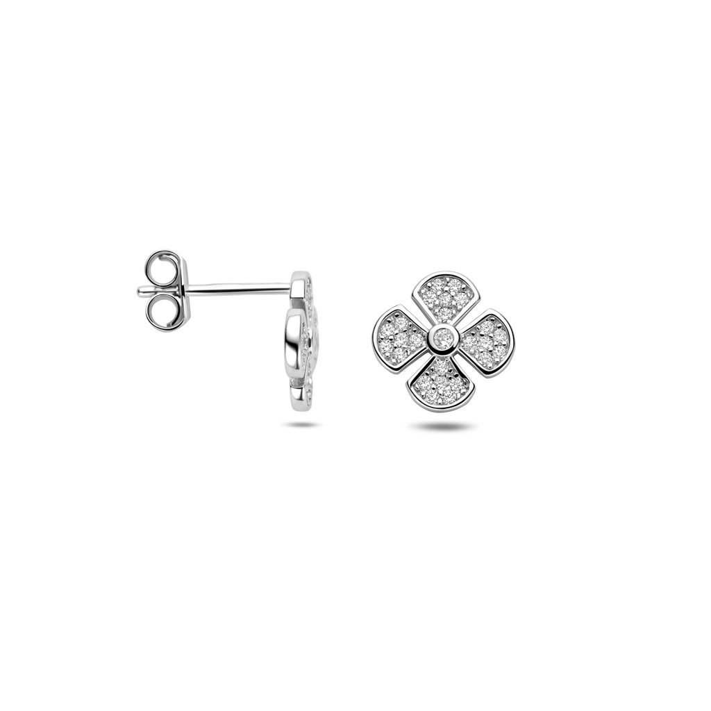 Oorknoppen bloem zirkonia 9.5 mm