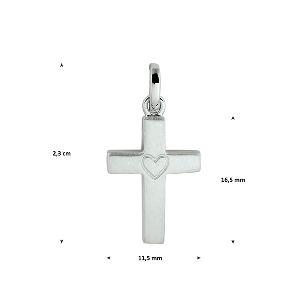Zilver gerhodineerd kruis bedels