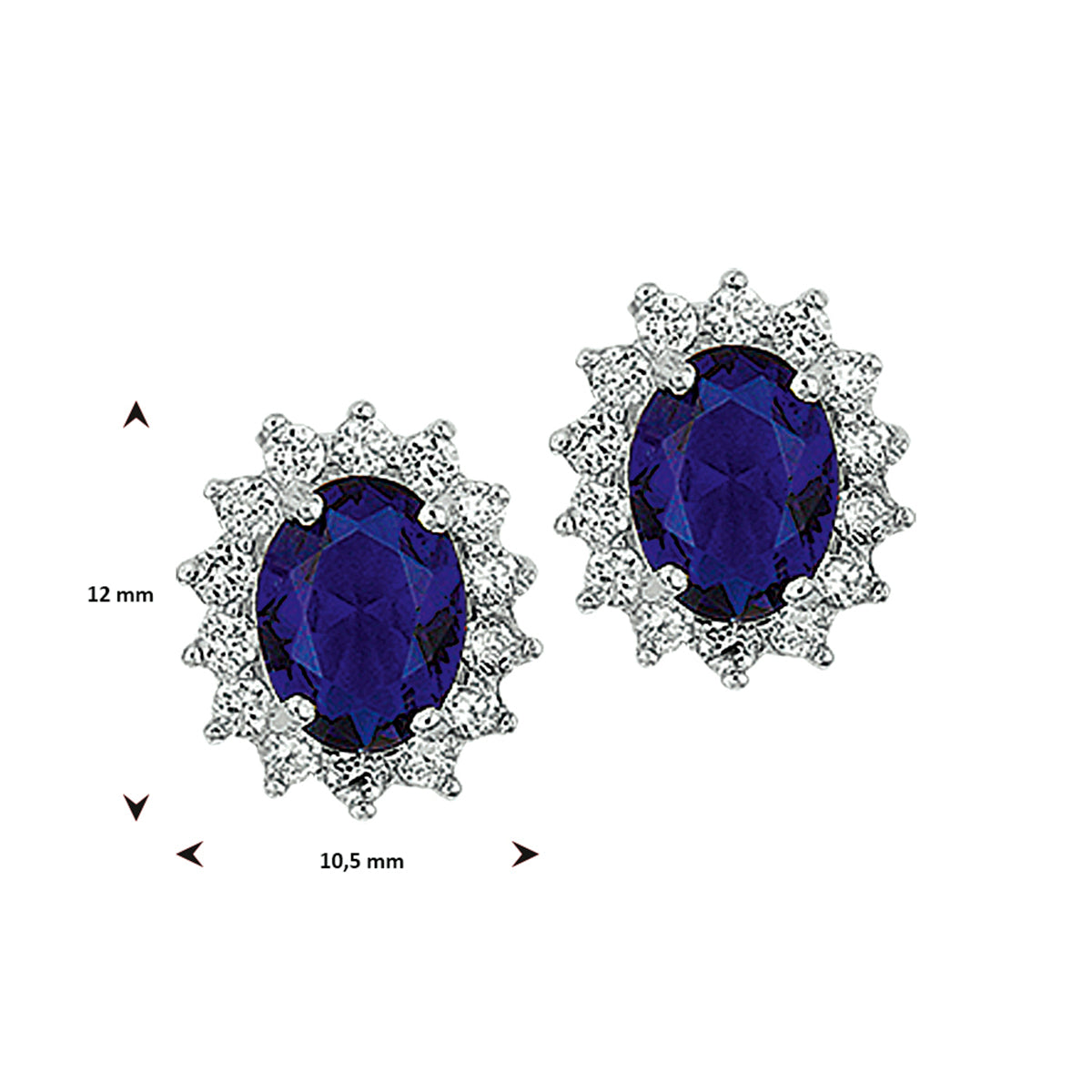 Oorknoppen zirkonia en synthetische saffier halo