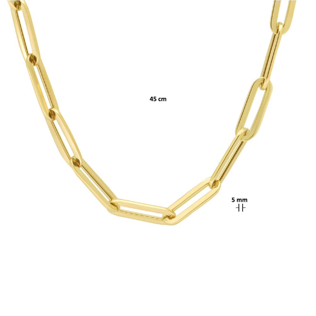 Collier paperclip platte buis 5.0 mm 45 cm
