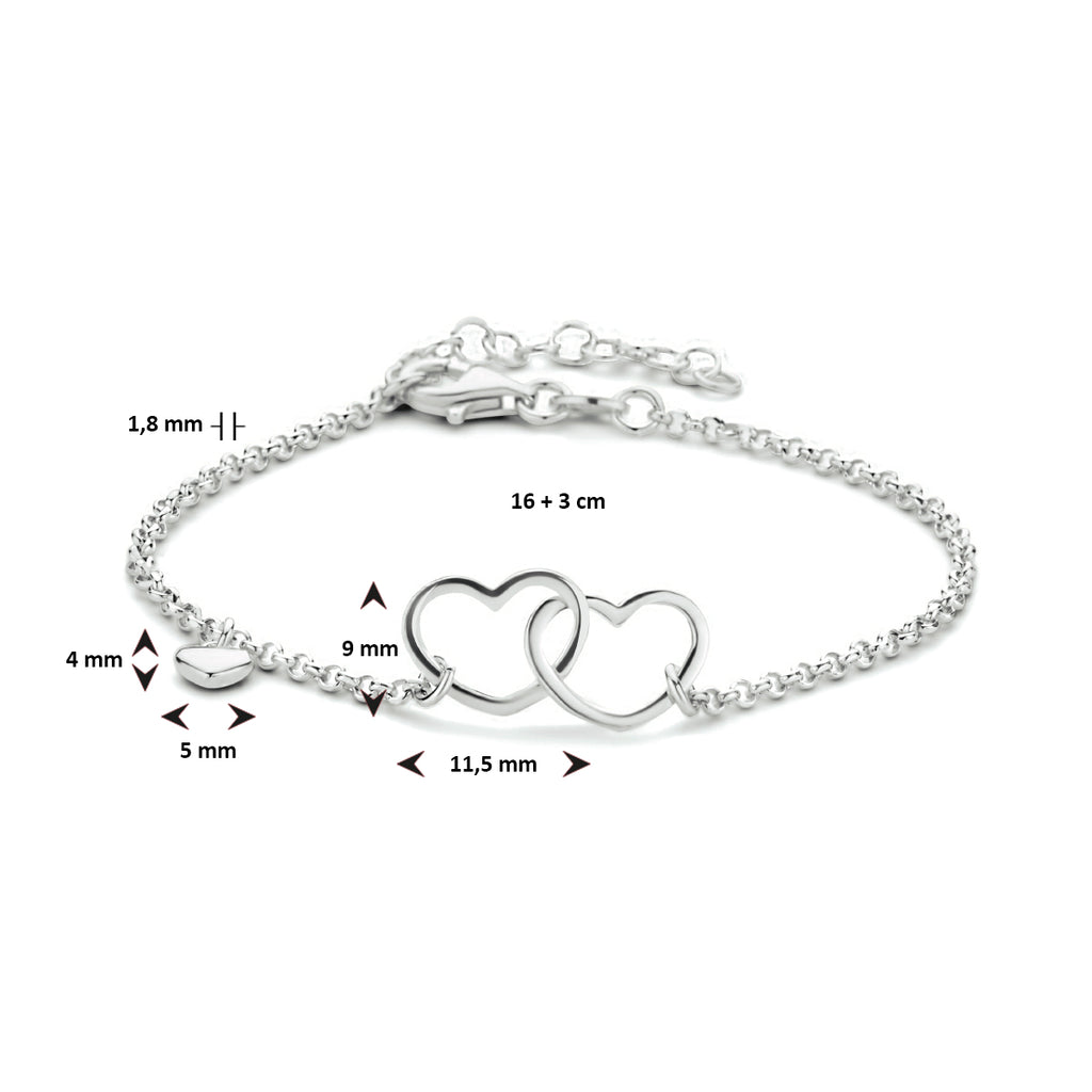 Armband hartjes 16 + 3 cm