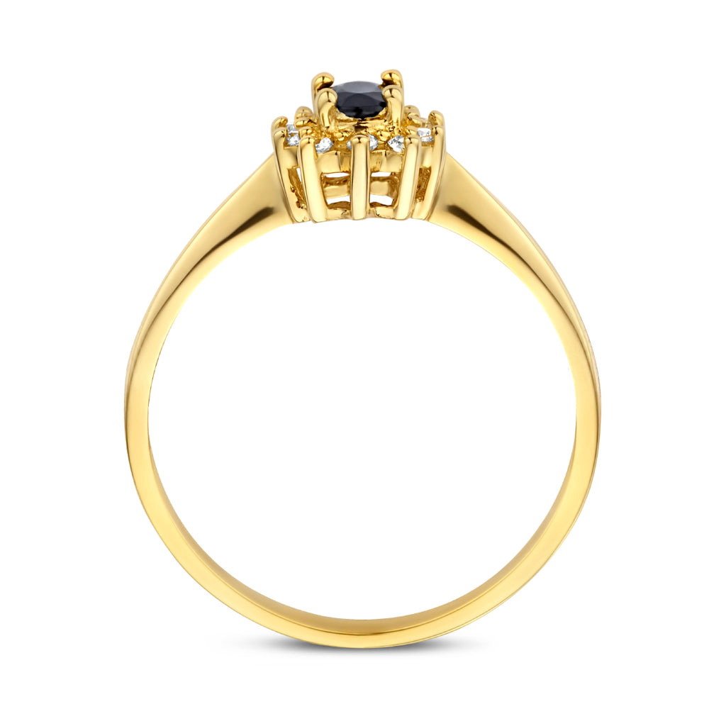 Ring saffier en diamant 0.08ct h p1 halo