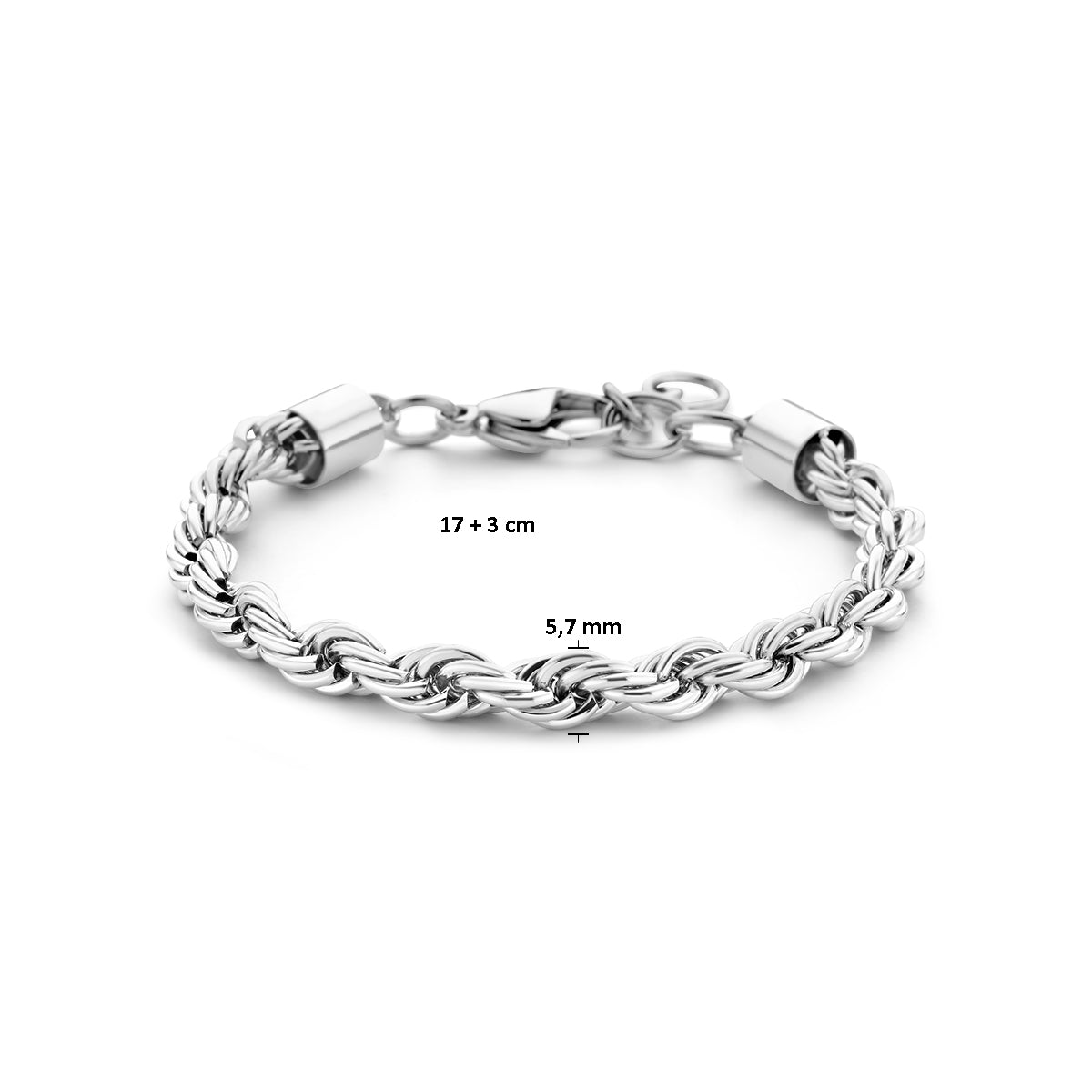 Armband koord 5.7 mm 17 + 3 cm