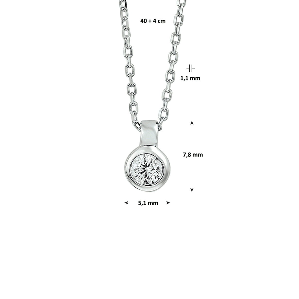 Collier zirkonia 40 + 4 cm