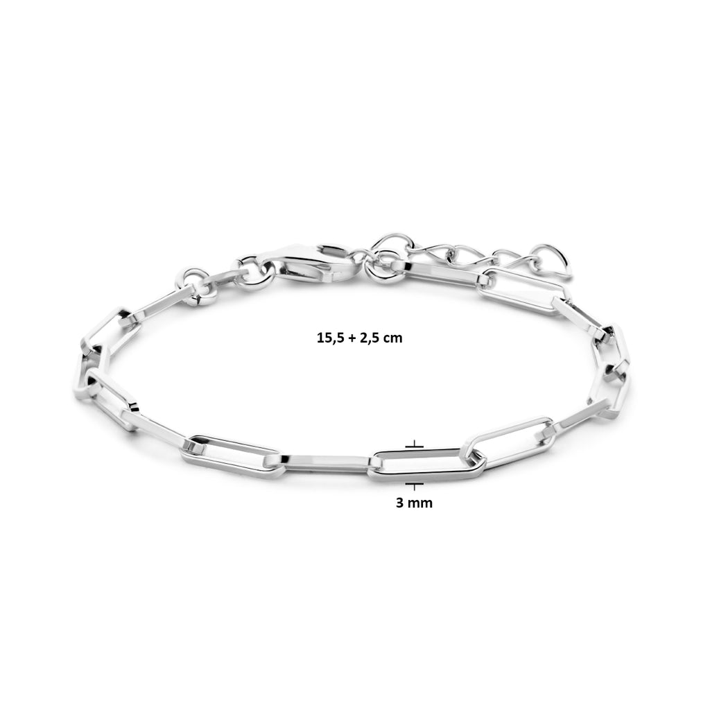 Armband paperclip schakel - zilver