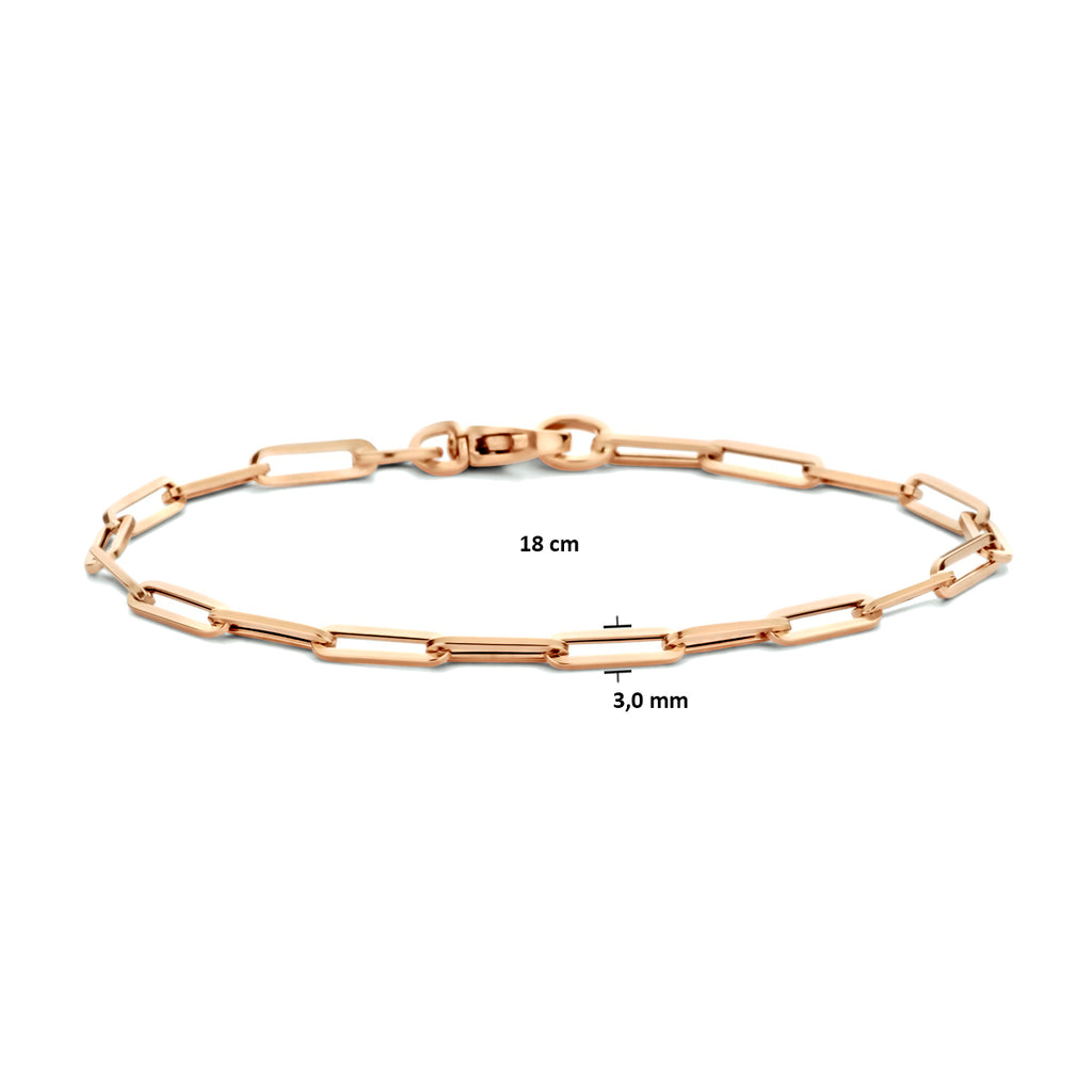 Rood gouden armband 14krt paperclip 18cm 3.0mm