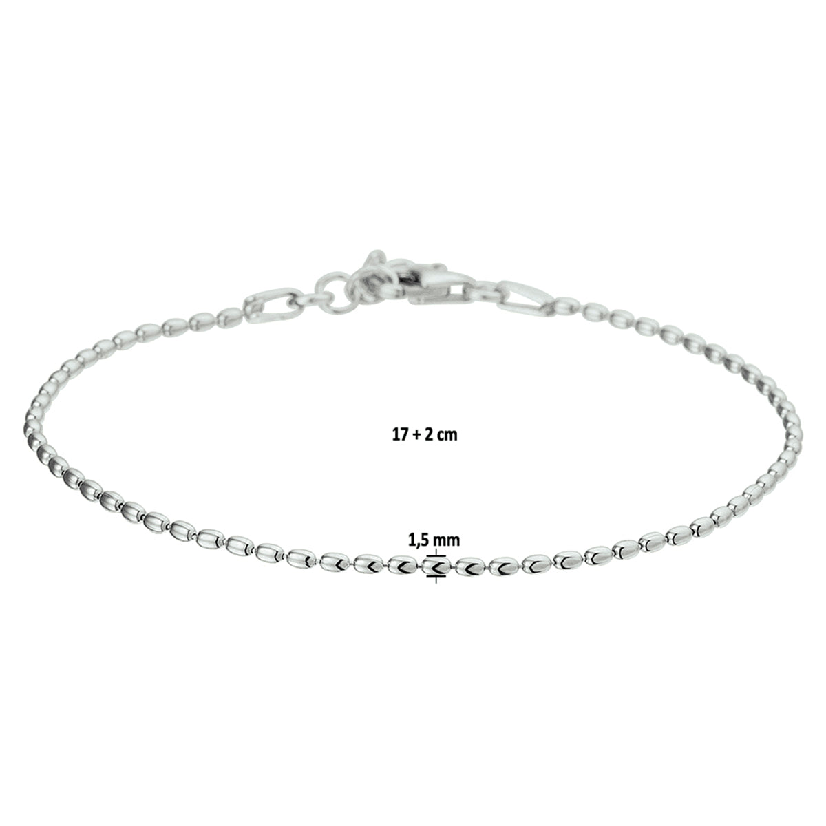 Armband bolletjes 1.5 mm 17 + 2 cm
