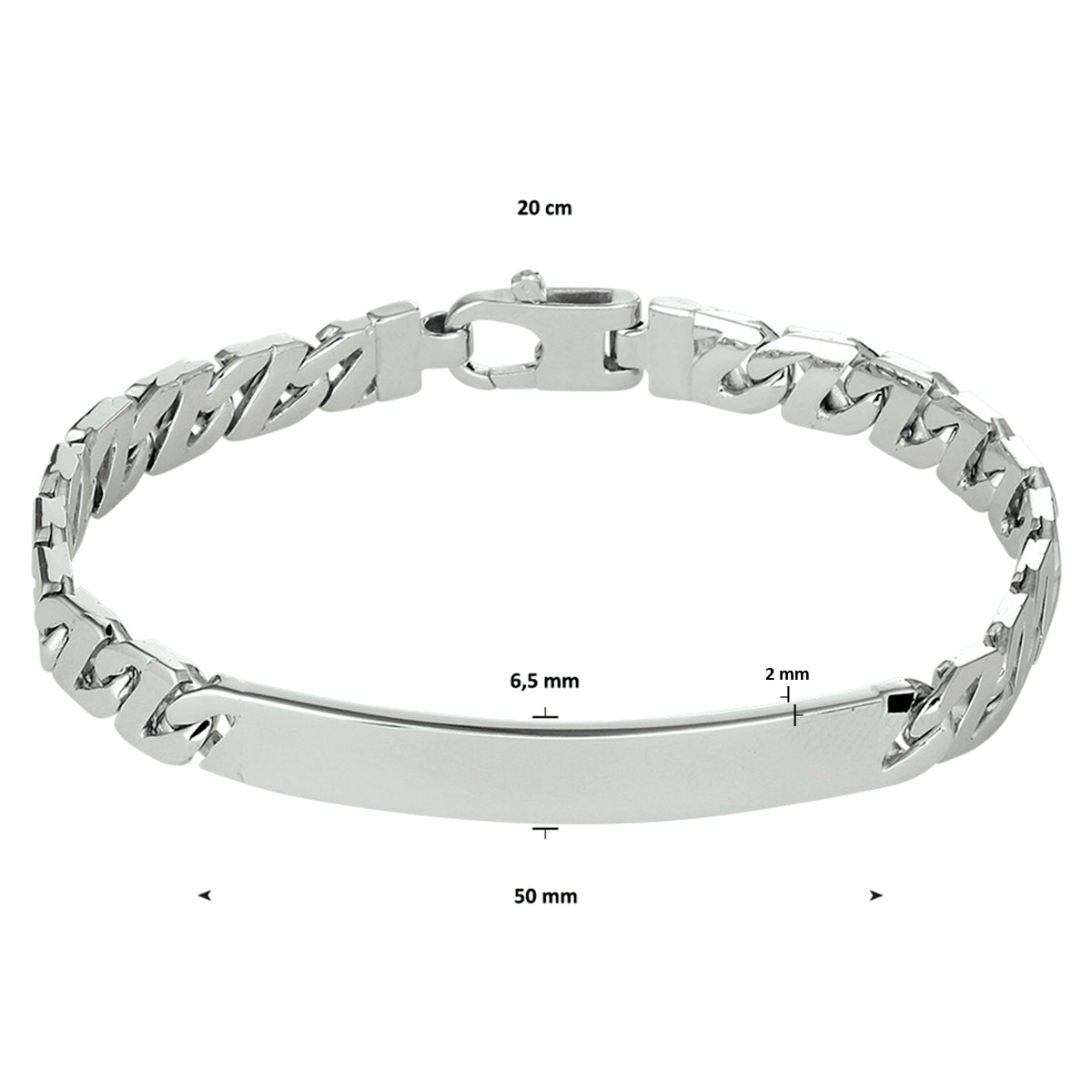 Graveerarmband gourmette plaat 6.5 mm