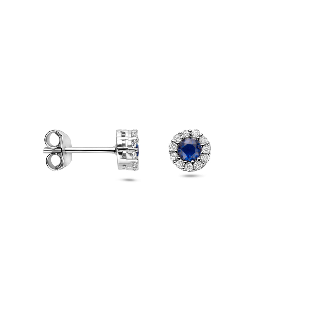 Oorknoppen saffier zirkonia 6 mm