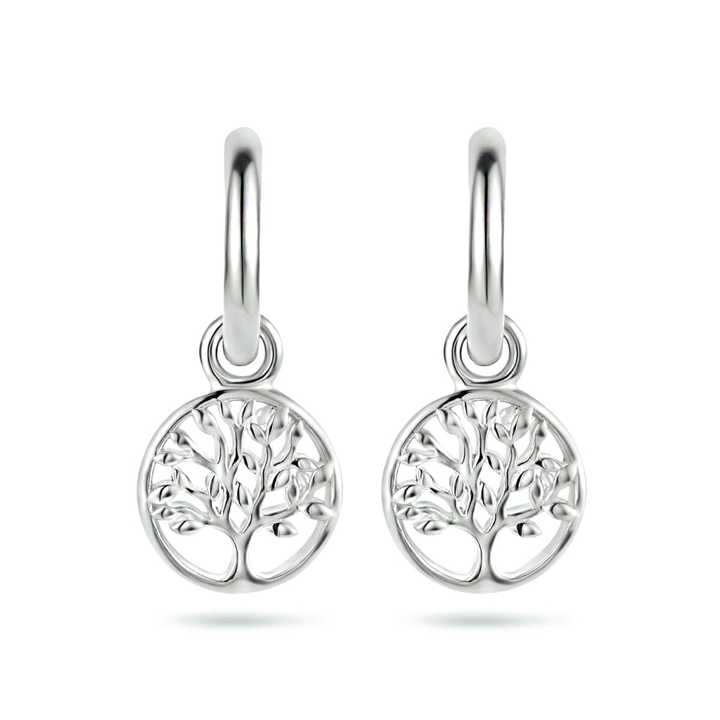 Zilver gerhodineerd klap creolen (scharnier)