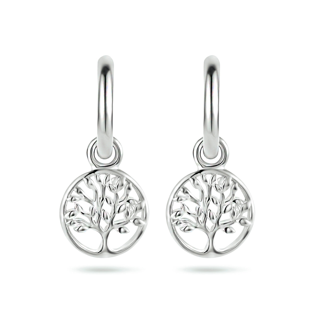 Zilver gerhodineerd klap creolen (scharnier)