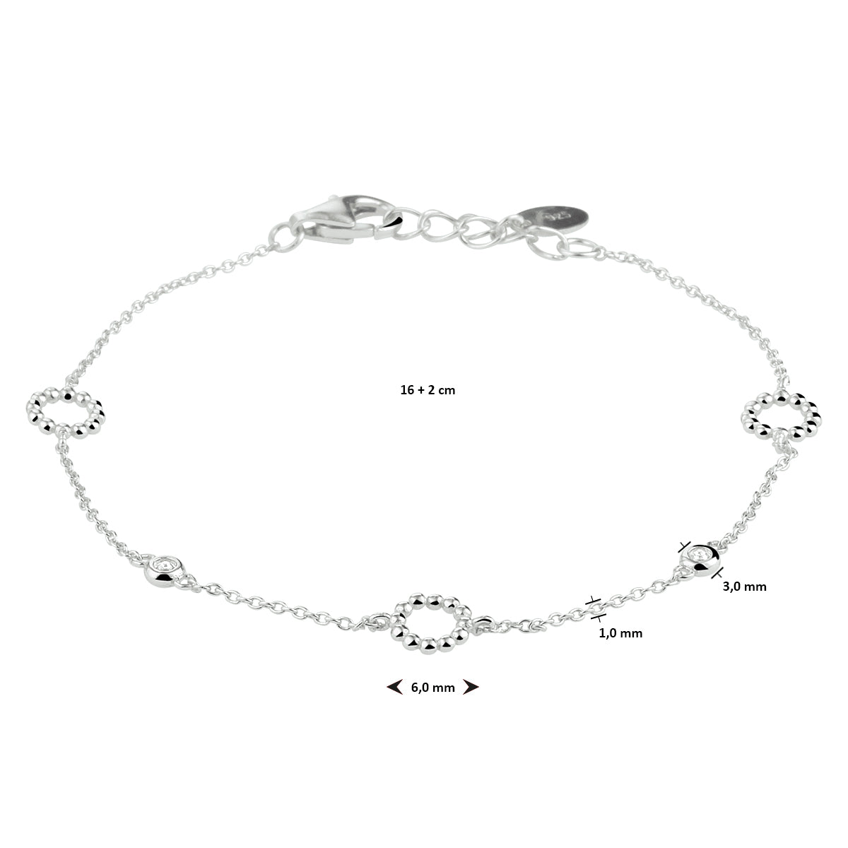 Armband zirkonia 16 + 2 cm
