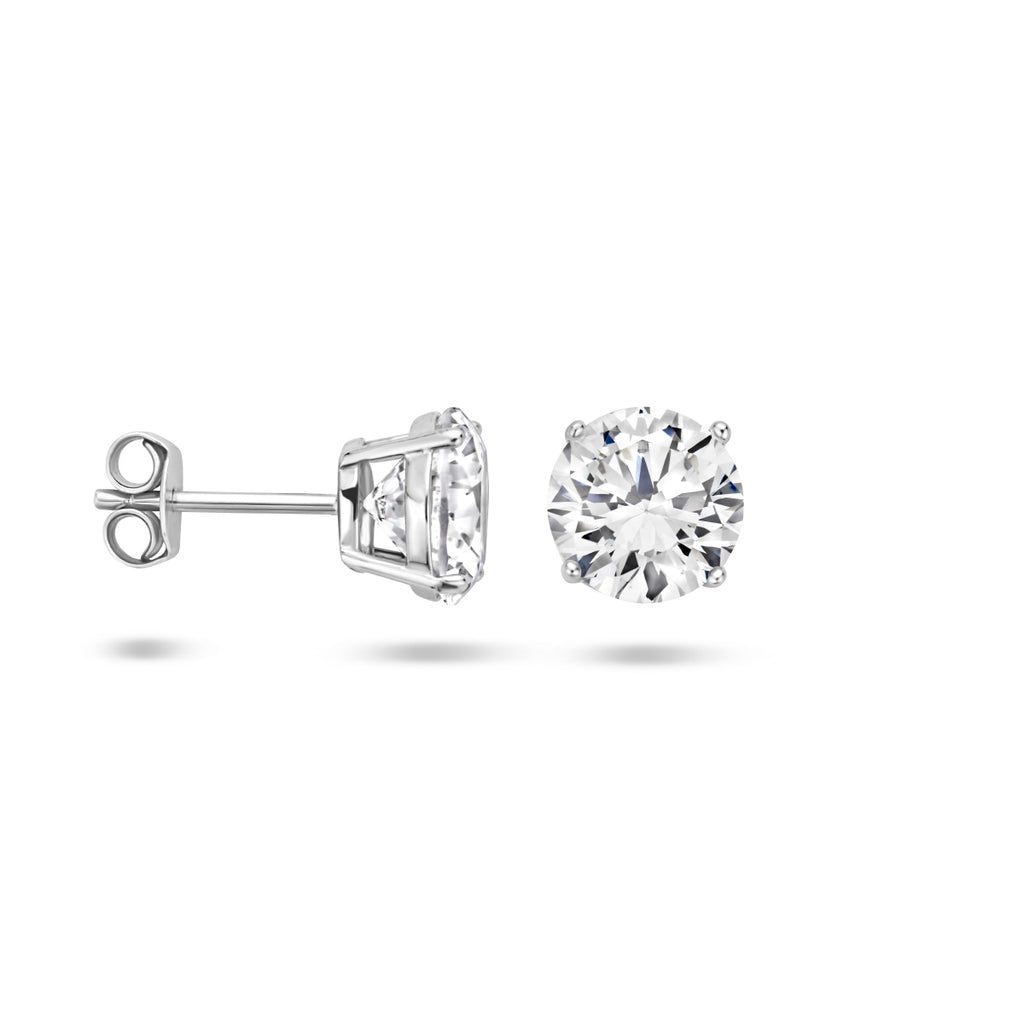 Zilveren oorknoppen zirkonia 4mm