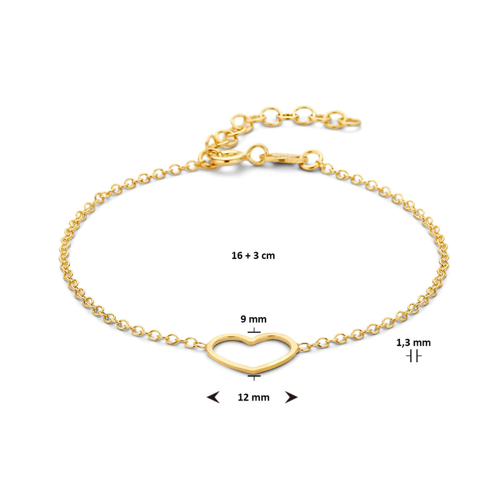 Armband hart 16 + 3 cm 3 micron