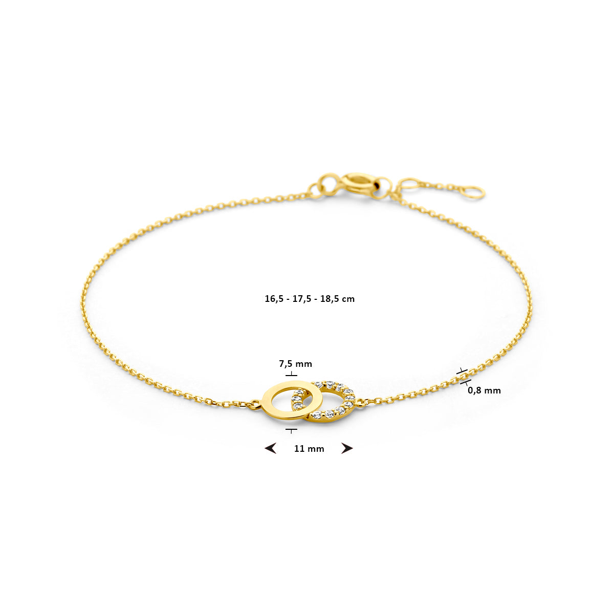 Armband zirkonia 16.5 - 17.5 - 18.5 cm
