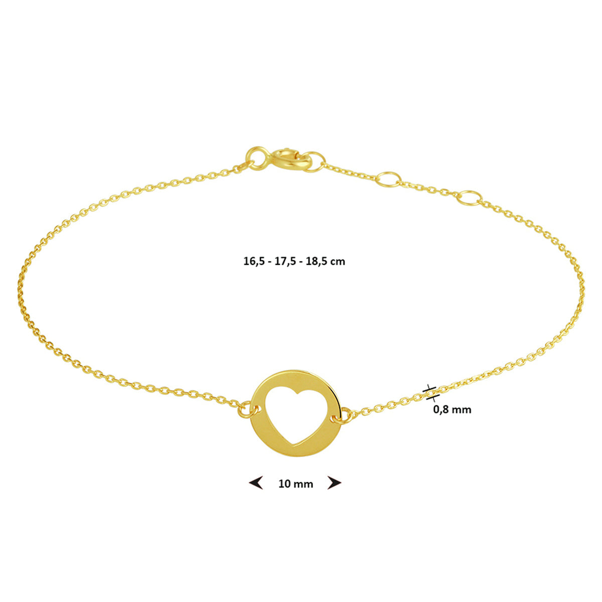 Armband hart 16.5 - 17.5 - 18.5 cm