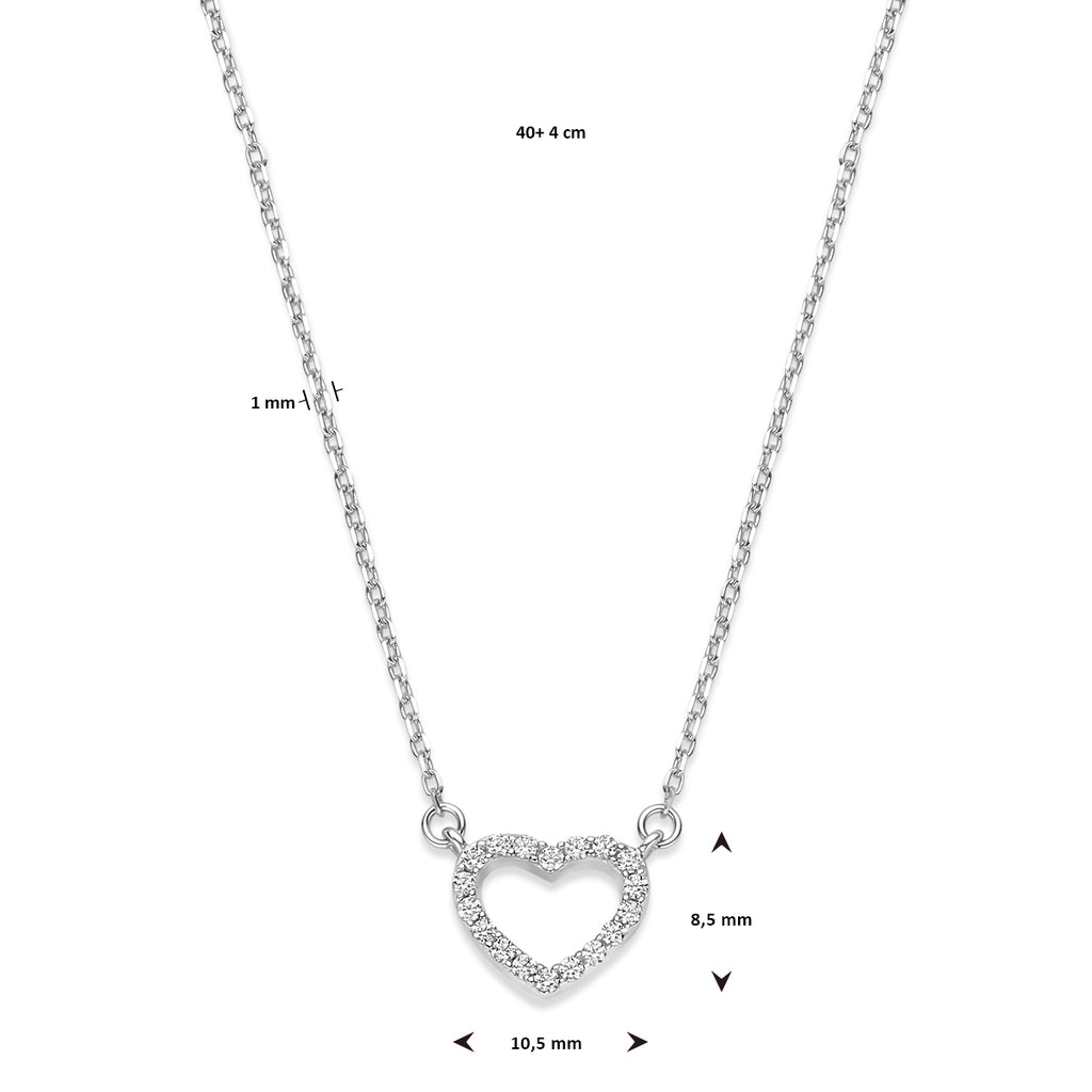 Collier hart zirkonia 40 + 4 cm