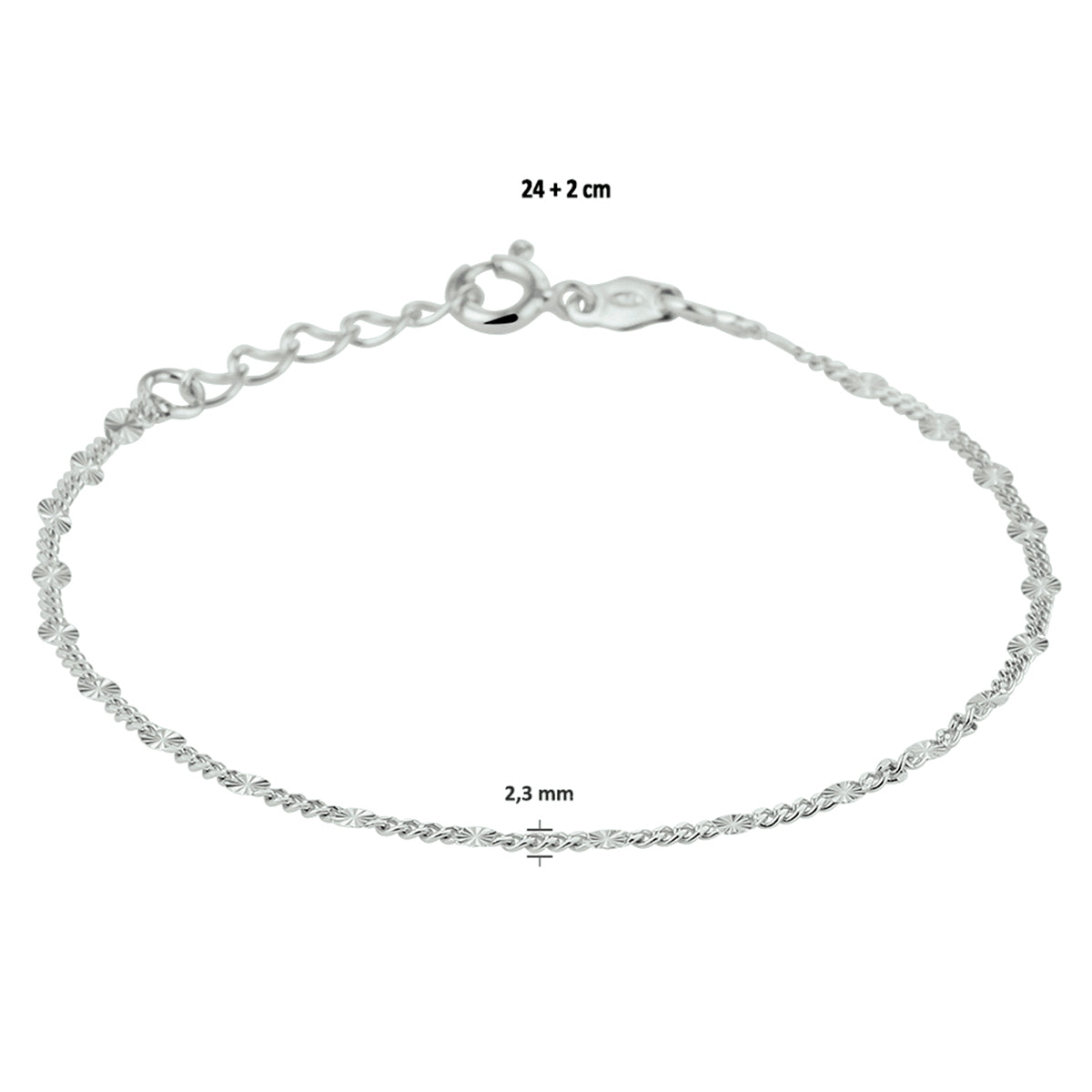Enkelbandje 2.3 mm 24 + 2 cm
