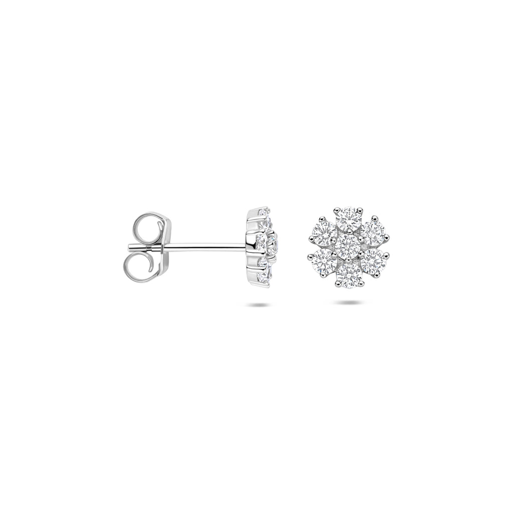 Oorknoppen bloem zirkonia 7 mm