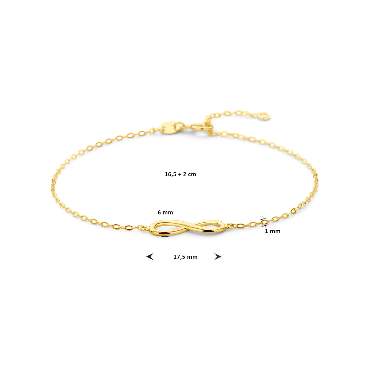 Armband infinity 16.5 + 2 cm