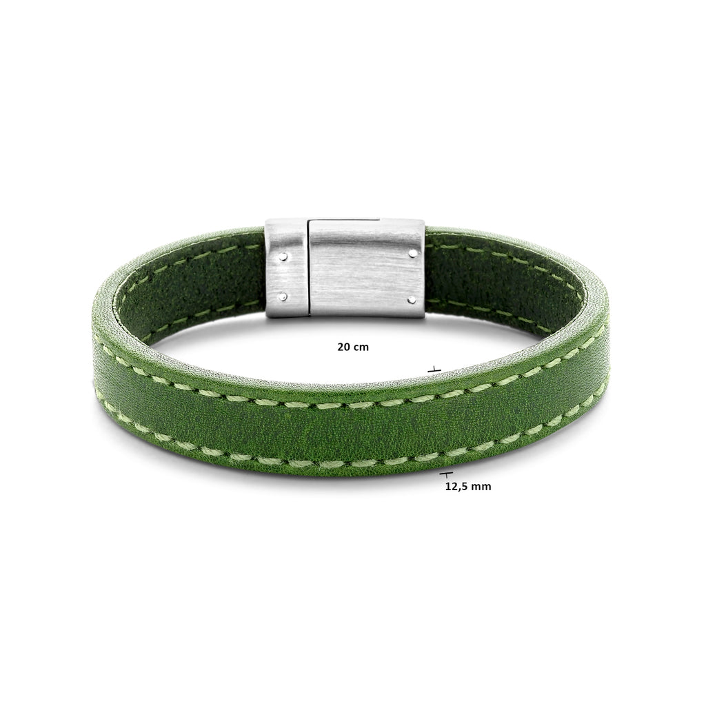 Armband leer groen 12.5 mm