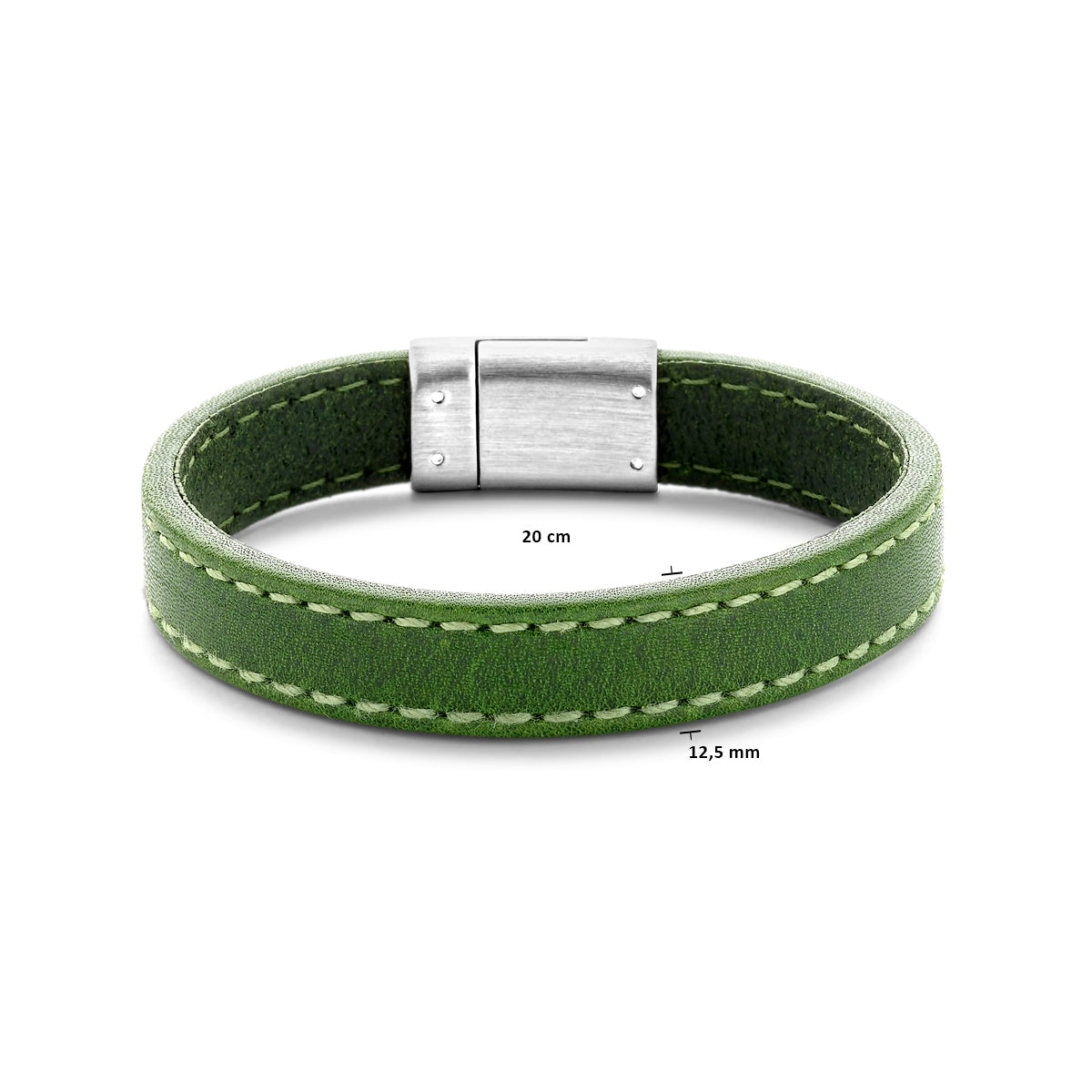 Armband leer groen 12.5 mm