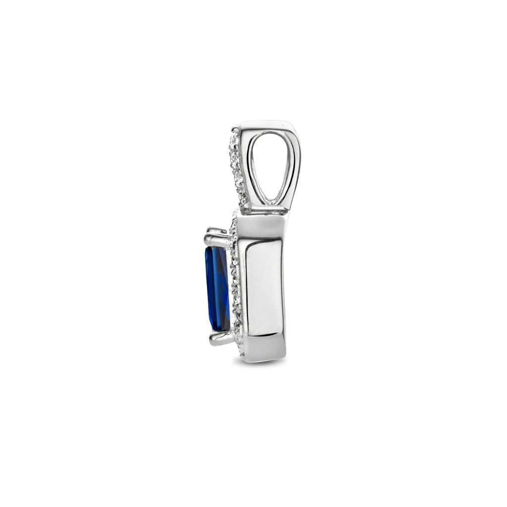Hanger blauw en wit zirkonia halo