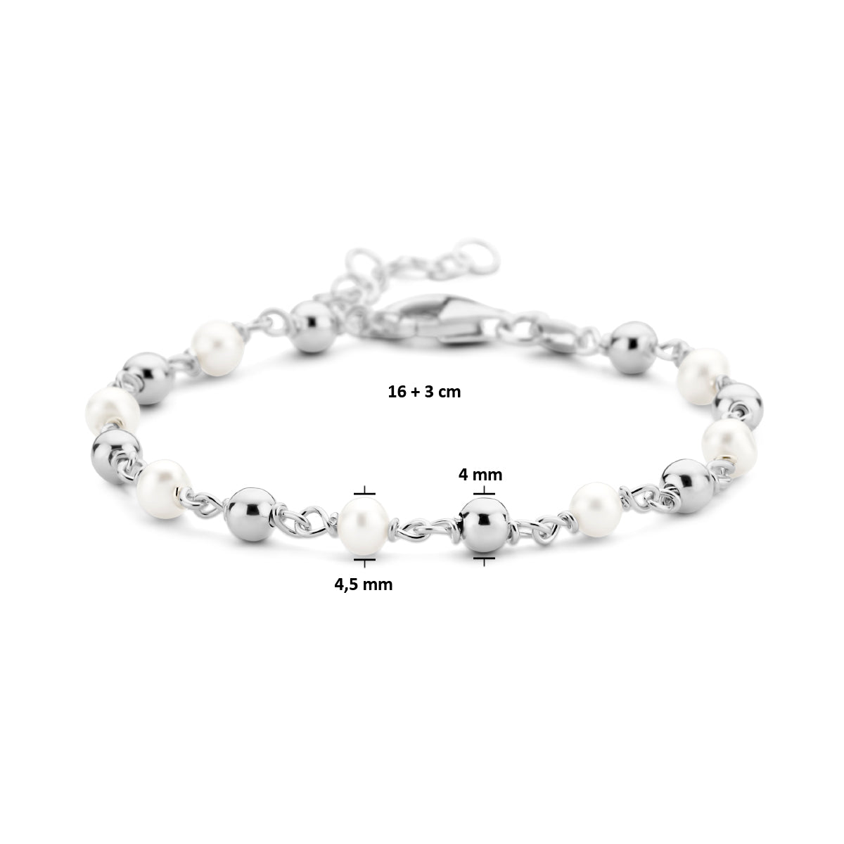 Armband parel en bolletjes 16 + 3 cm