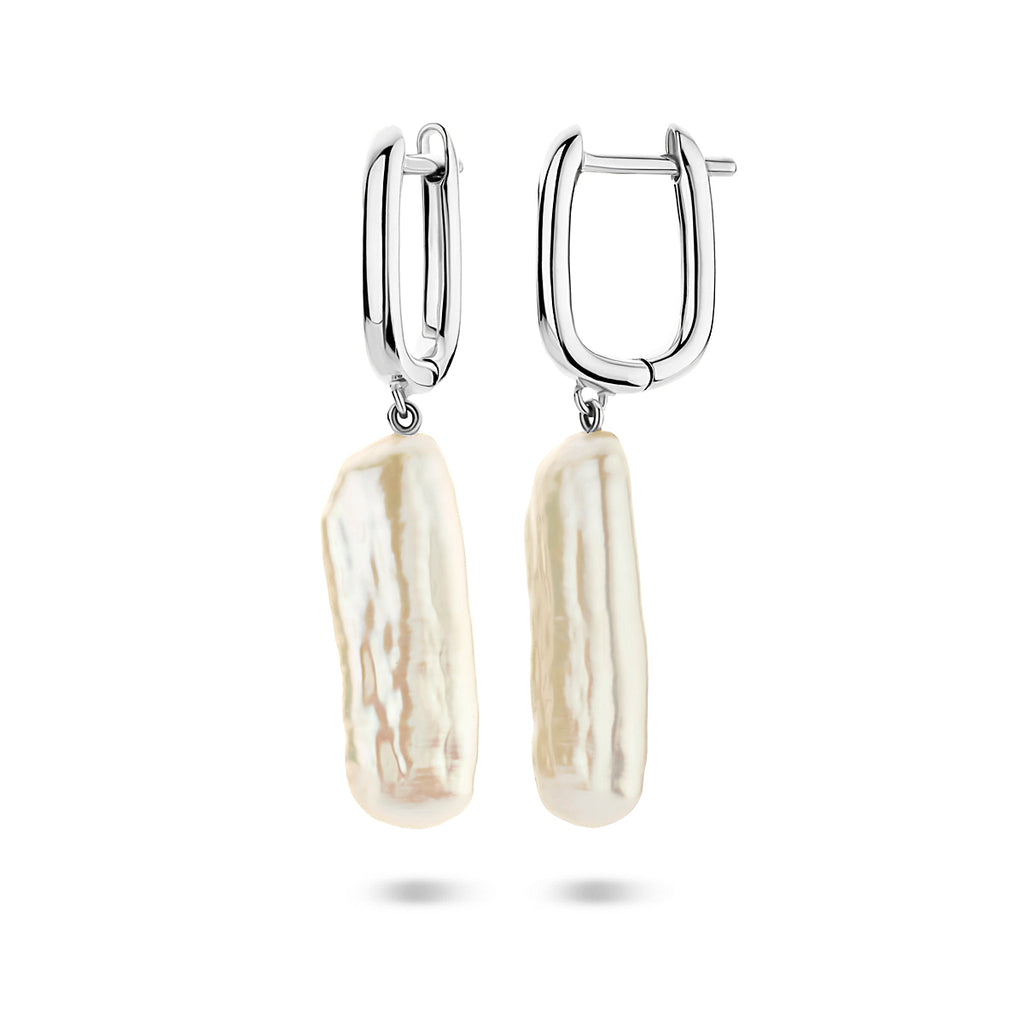 Zilver gerhodineerd klap creolen (scharnier)