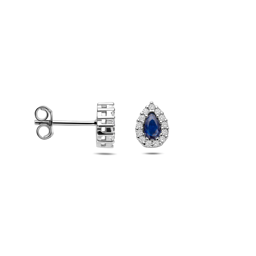 Oorknoppen saffier zirkonia 8.5 mm